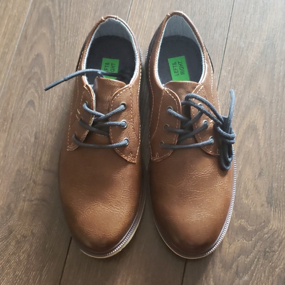 Kids Brown Dress Shoes with Lace-Up Closure